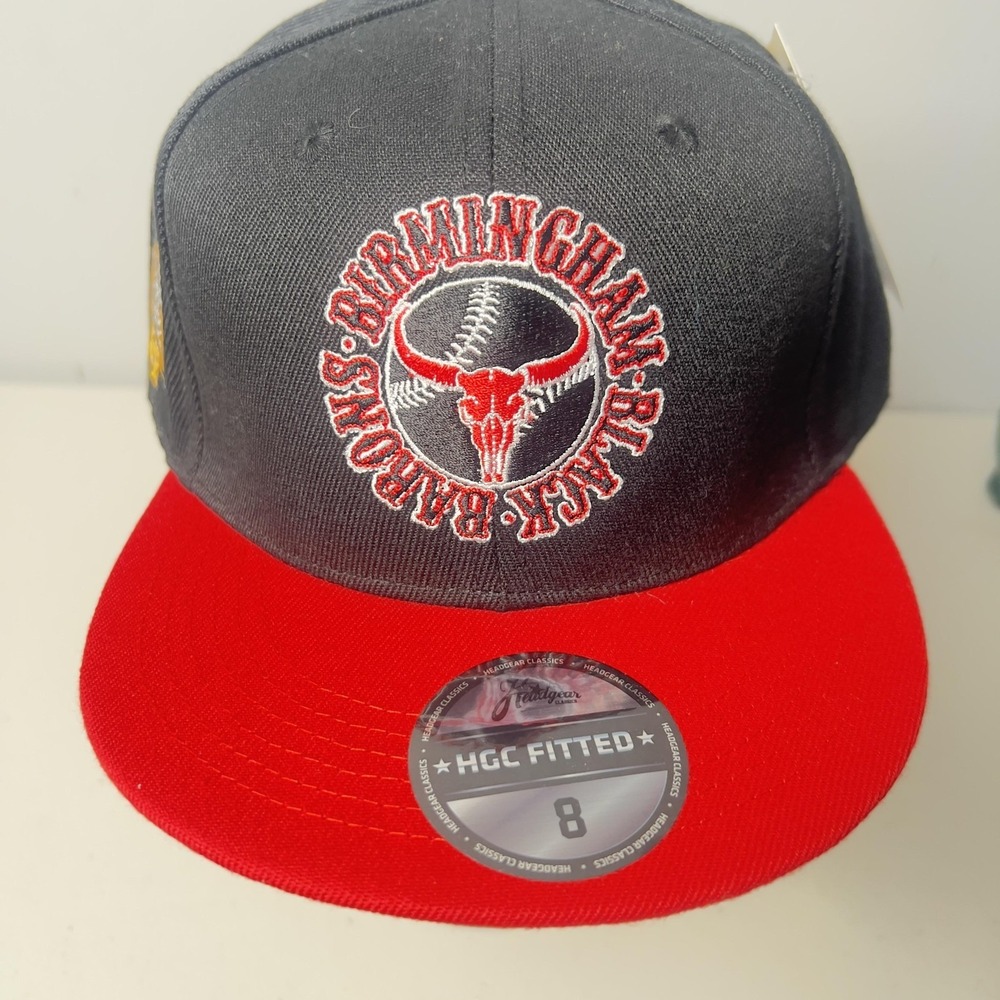 Birmingham Black Barons Hat Cap Fitted Mens 8 Black Negro Leagues Headgear